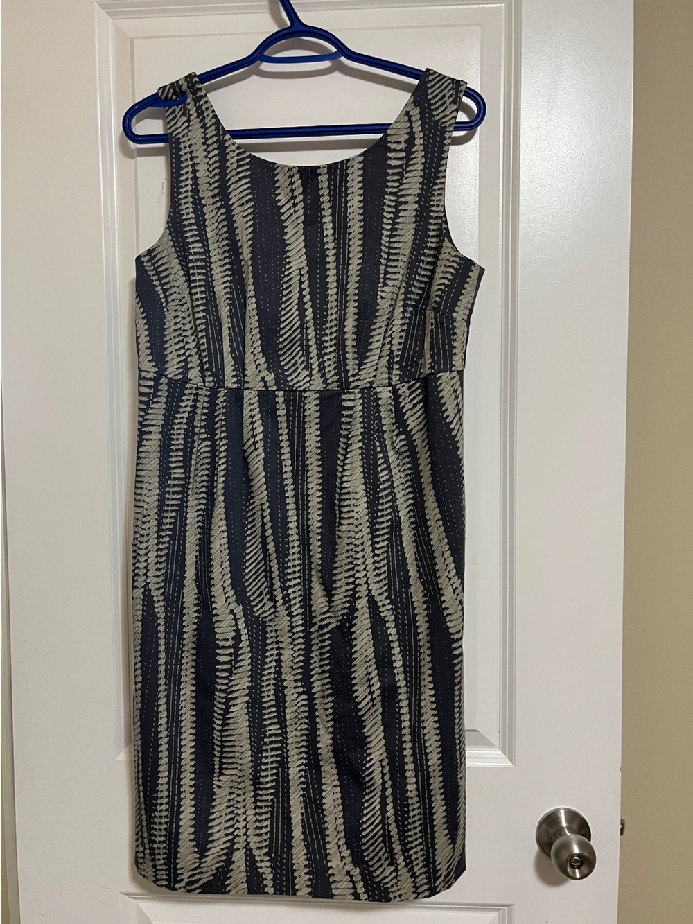 Joe Fresh Black and Cream Patterned Midi Sheath Dress
